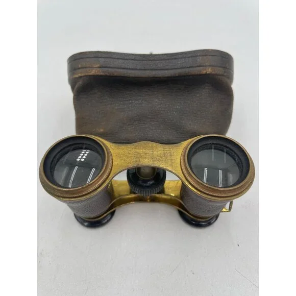 Antique Chevalier Opticien Paris Opera Glasses Case & Red Satin Interior - Picture 10 of 14